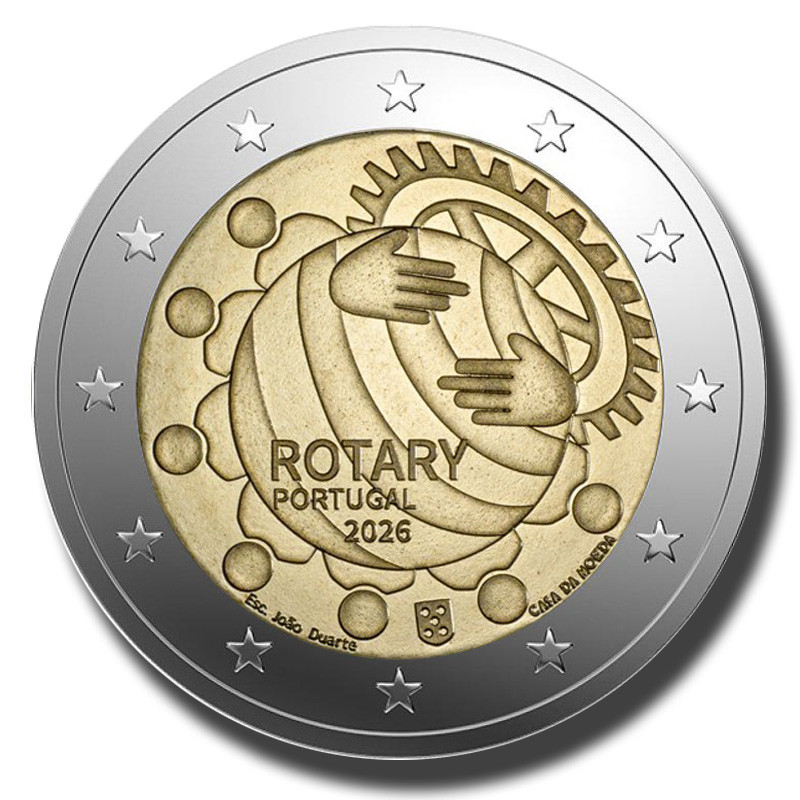 2026 Portugal 100th anniversary of the Rotary Foundation 2 Euro Coin 2026 Portugal 100th anniversary of the Rotary Foundation 2 Euro Coin
