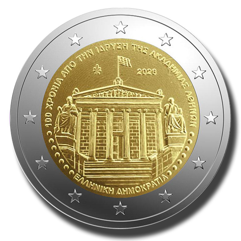 2026 Greece 100th Anniversary of the founding of the Academy of Athens 2 Euro Coin