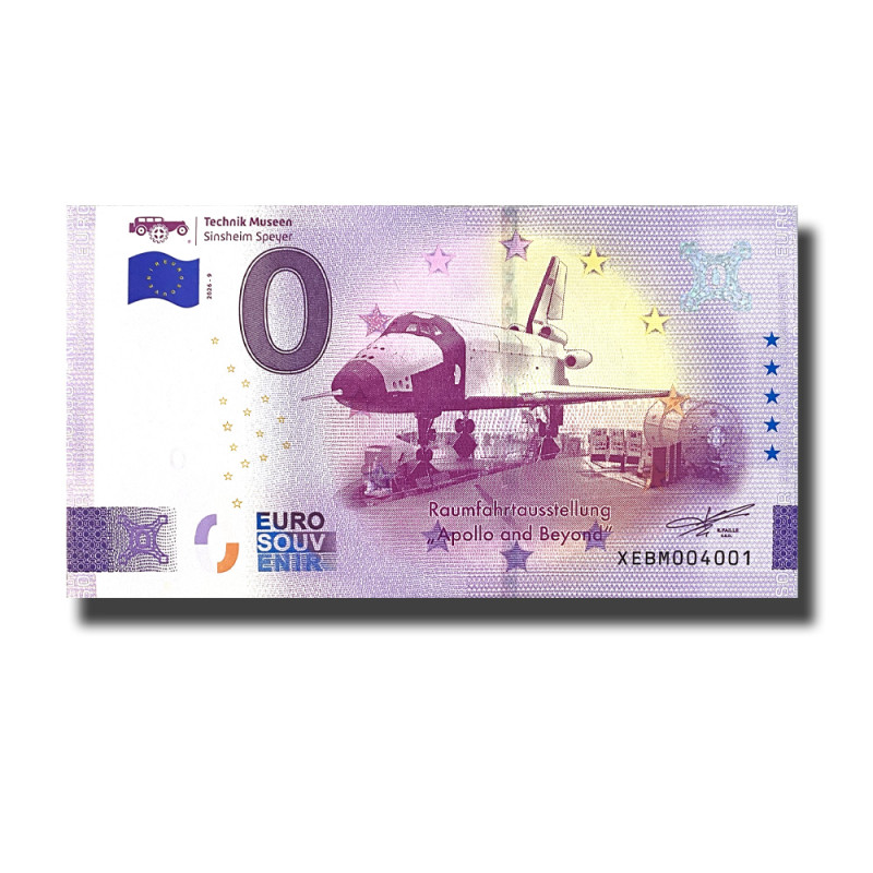 0 Euro Souvenir Banknote Technik Museen Sinsheim Speyer "Apollo and Beyond" Germany XEBM 2026-9