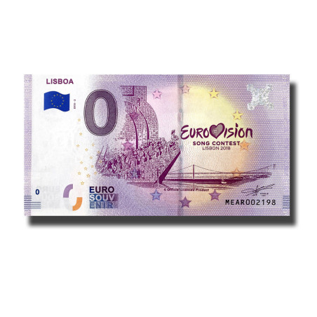 0 Euro Souvenir Banknote Lisboa Eurovision Portugal MEAR 2018-2