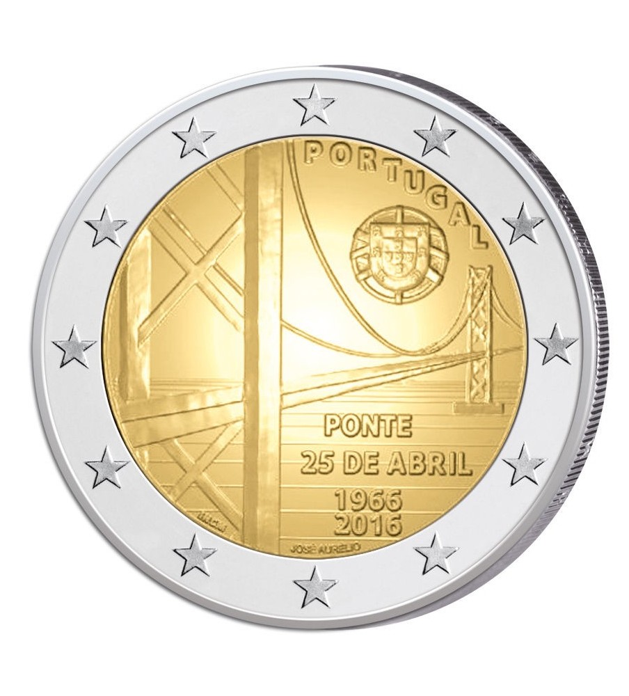 2016 Portugal 50 Years Anniversary of 25th April Bridge 2 Euro Coin