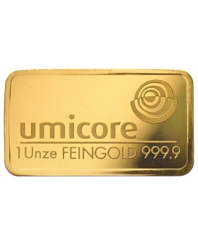 Umicore Fine Bullion Gold Ingot Bar 1 Oz Ounce Unze Finesse 999.9 LBMA Good Delivery