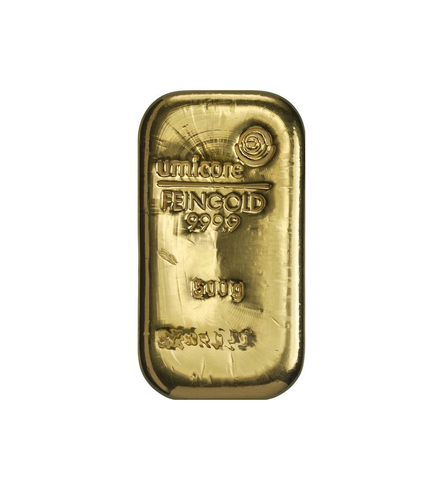 Umicore Fine Bullion Gold Ingot Bar 500 Grams Finesse 999.9 LBMA Good Delivery Half Kilo