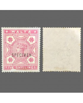 1885 Queen Victoria Malta Stamp 5 Shillings Specimen