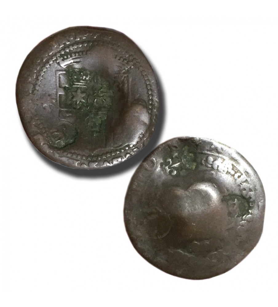 1636 - 1657 Lascaris 4 Tari with Countermarks - Knights of Malta Copper Coin