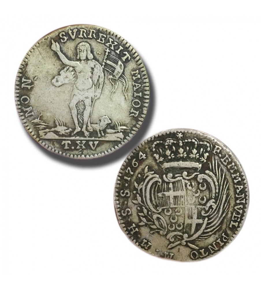 1764 Pinto 15 Tari - Knights of Malta Silver Coin