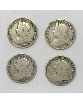 1896 1897 1898 1899 British Silver Coin Lot of 4