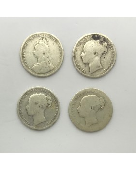 1873 1883 1885 1887 British Silver Coins Lot of 4