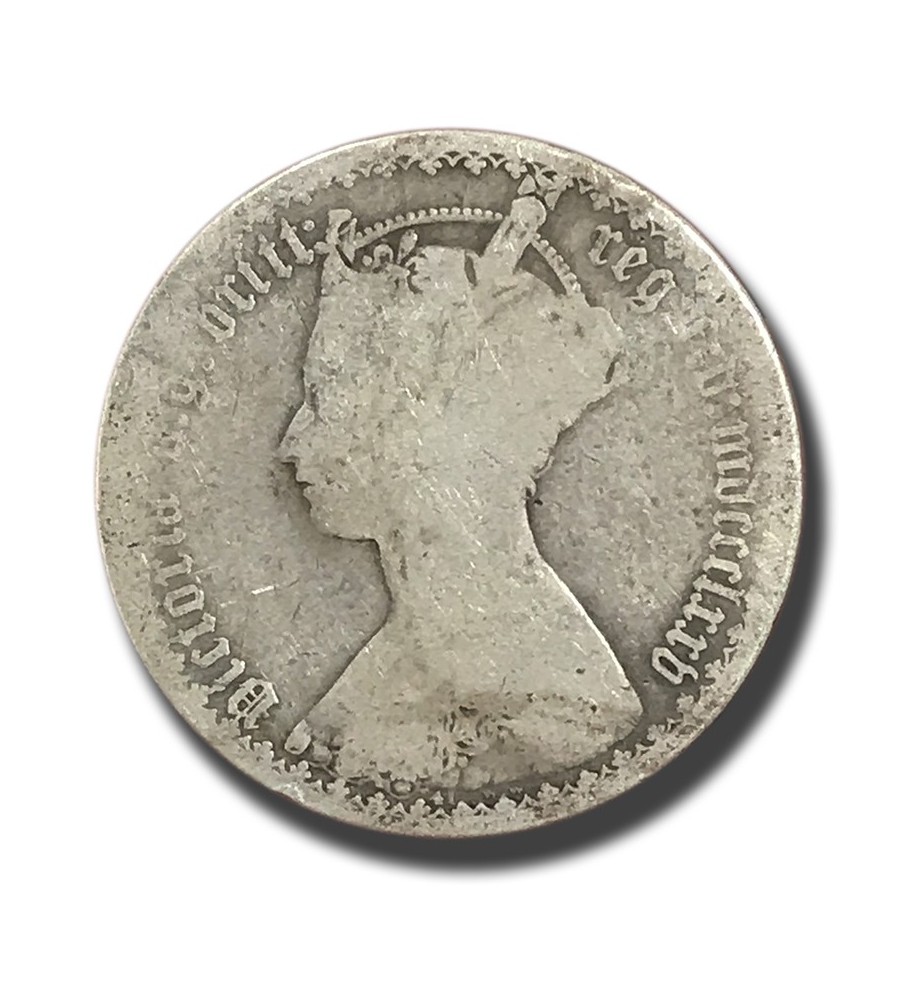 1873 British Silver Gothic Florin 2 Shillings Victoria Coin