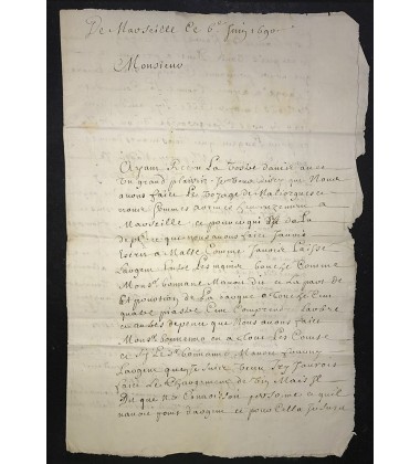 1690 Entire Letter to Valletta Malta from France Pre Adhesive Postal History