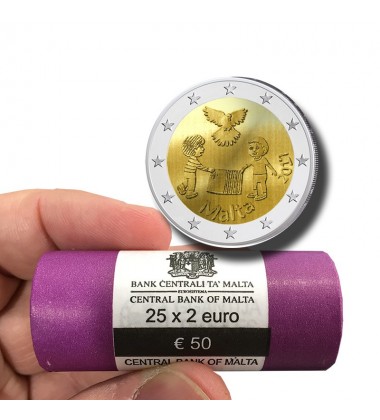 2017 Malta PEACE 2 Euro Commemorative Coin Roll