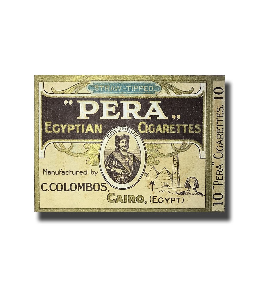 Pera Straw Tipped C. Colombos Ltd. Cairo Egyptian Cigarettes 89 x 71 x 8mm (10 Cigarettes)