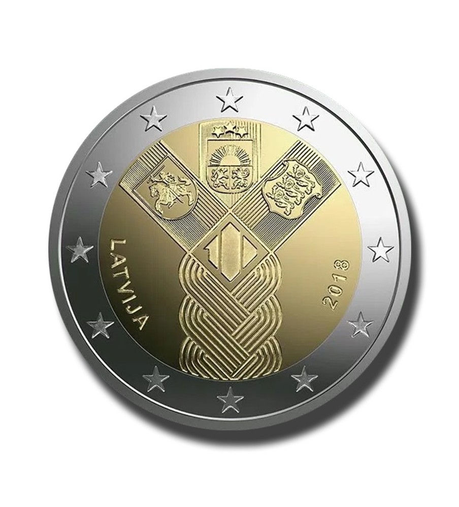 2018 Latvia 100 Years of the Baltic States 2 Euro Coin