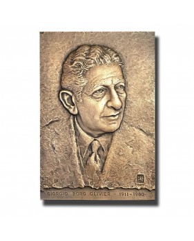 1989 Malta Prime Minister G.Borg Olivier Bronze Commemorative Plaque 1 of 20