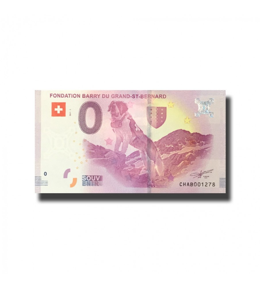 0 Euro Souvenir Banknote Fondation Barry Du St. Bernard Switzerland CHAB 2017-1