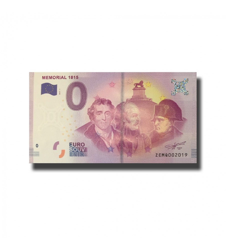 0 Euro Souvenir Banknote Memorial 1815 Uncirculated Belgium ZEMQ 2019-1