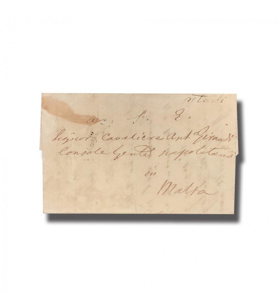 1826 Pernice Italy To Malta Entire Letter Internal Charge Mark PO