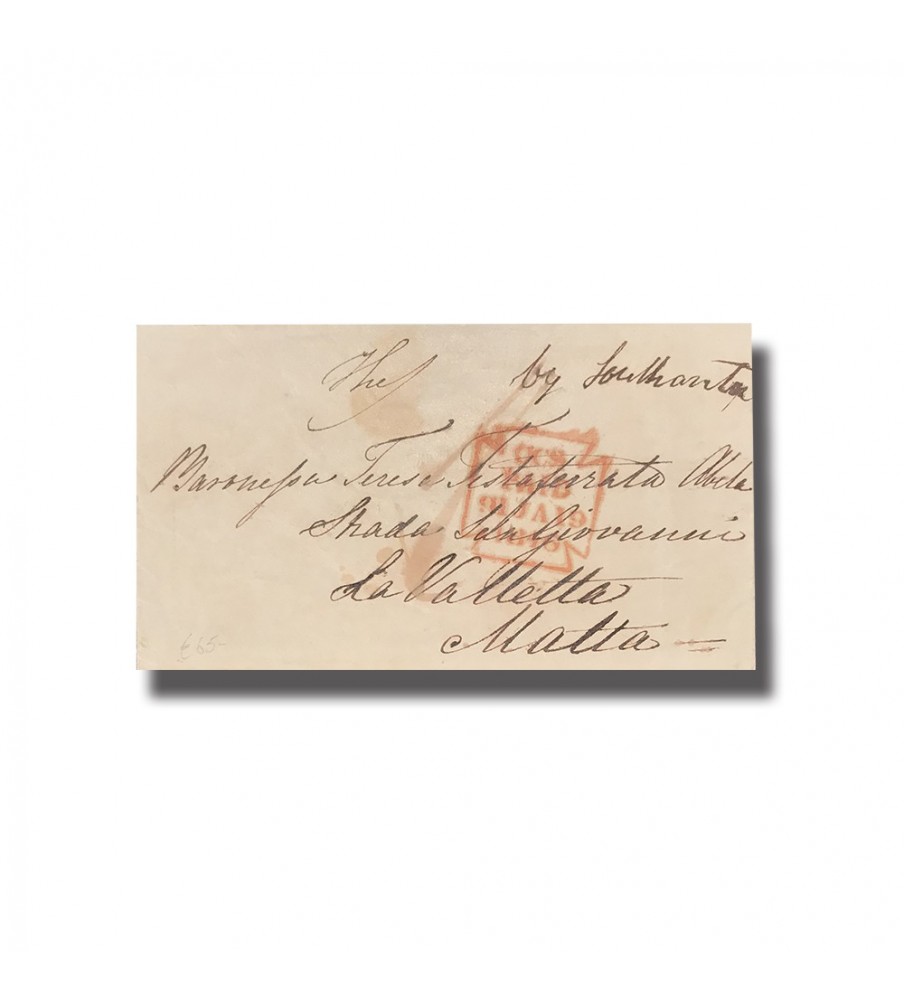 1846 UK To Malta Entire Letter Internal Charge Mark CCS Paid 19 J