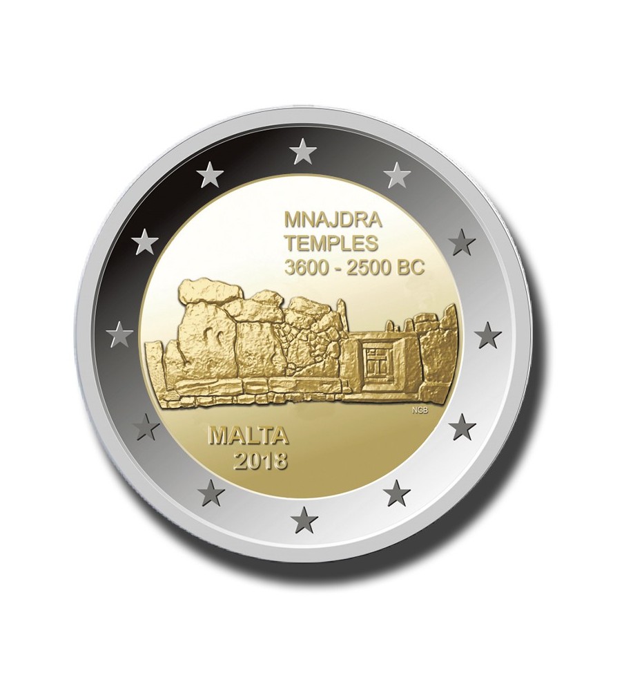2018 Malta Mnajdra Temple 2 Euro Single Coin