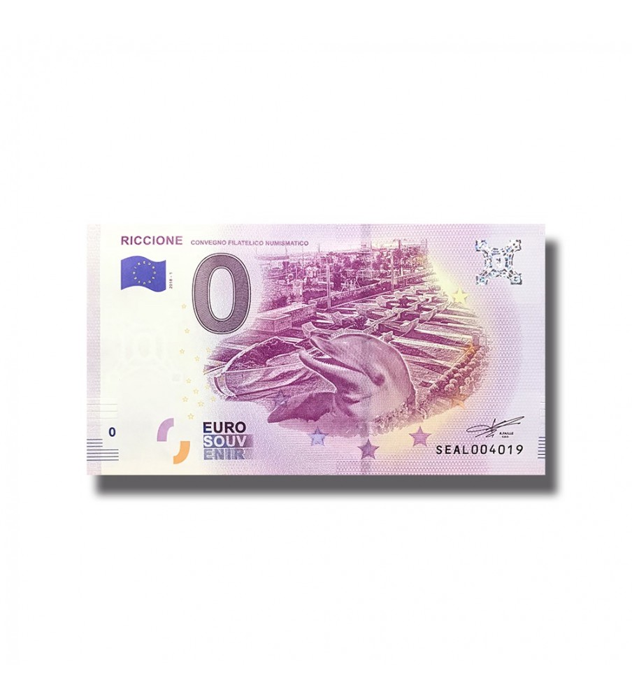 0 EURO SOUVENIR BANKNOTE RICCIONE ITALY SEAL 2018-1
