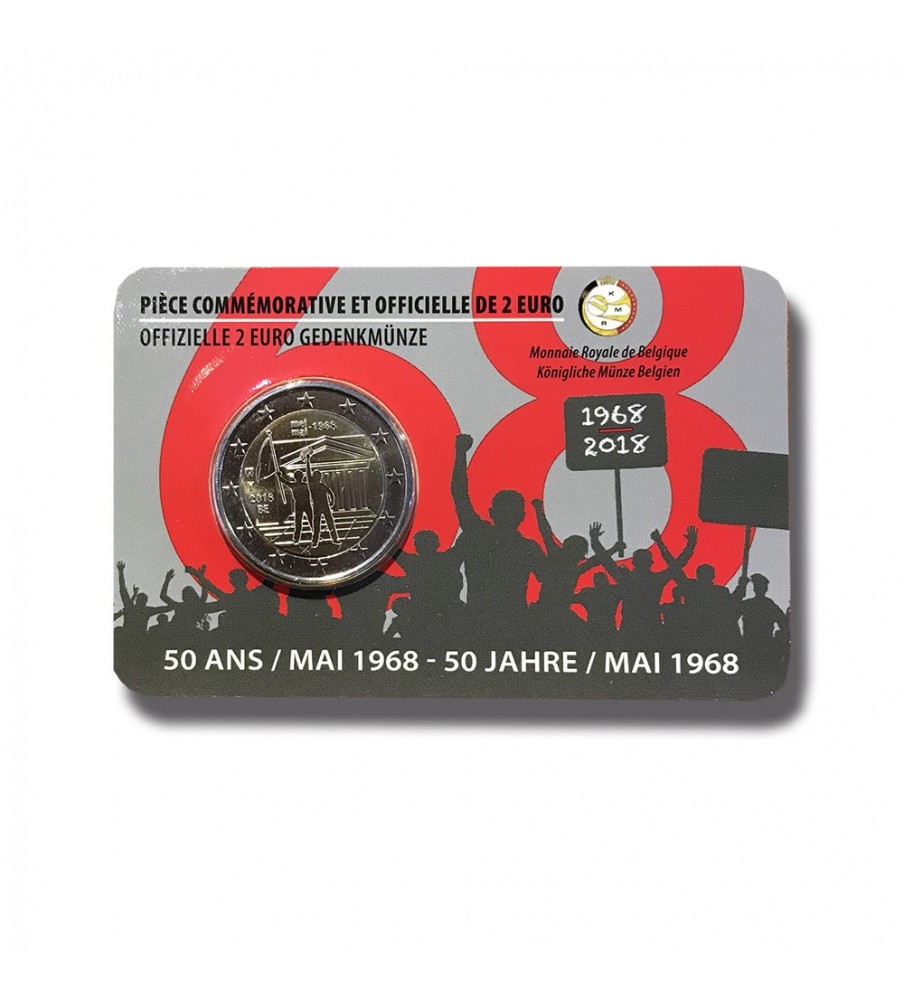 2018 Belgium 1986 Student Revolt BE 2 Euro Coin Card