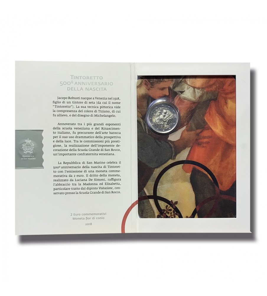 2018 San Marino 500th Anniversary of the Birth of Tintoretto 2 Euro Coin