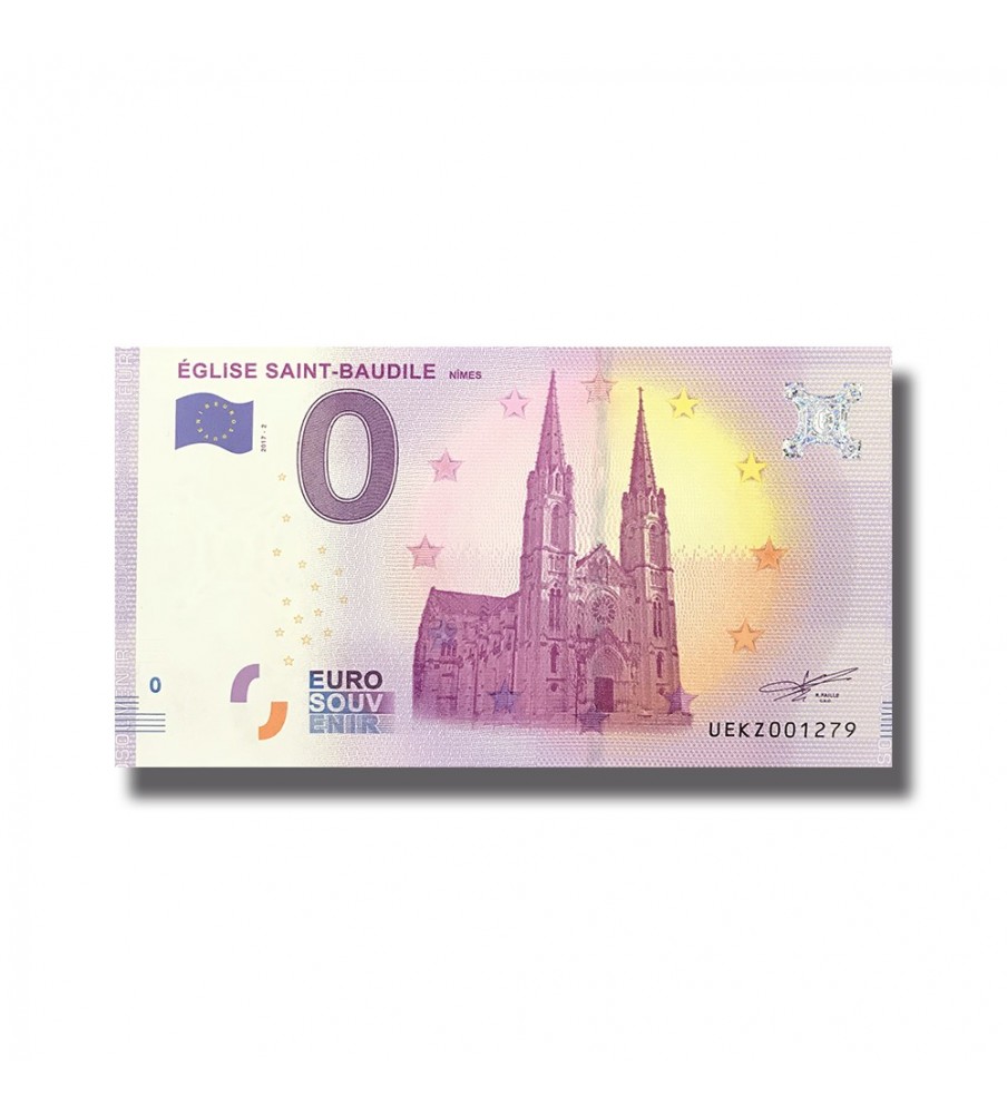 0 Euro Souvenir Banknote Eglise Saint Baudile Nimes France UEKZ 2017-2