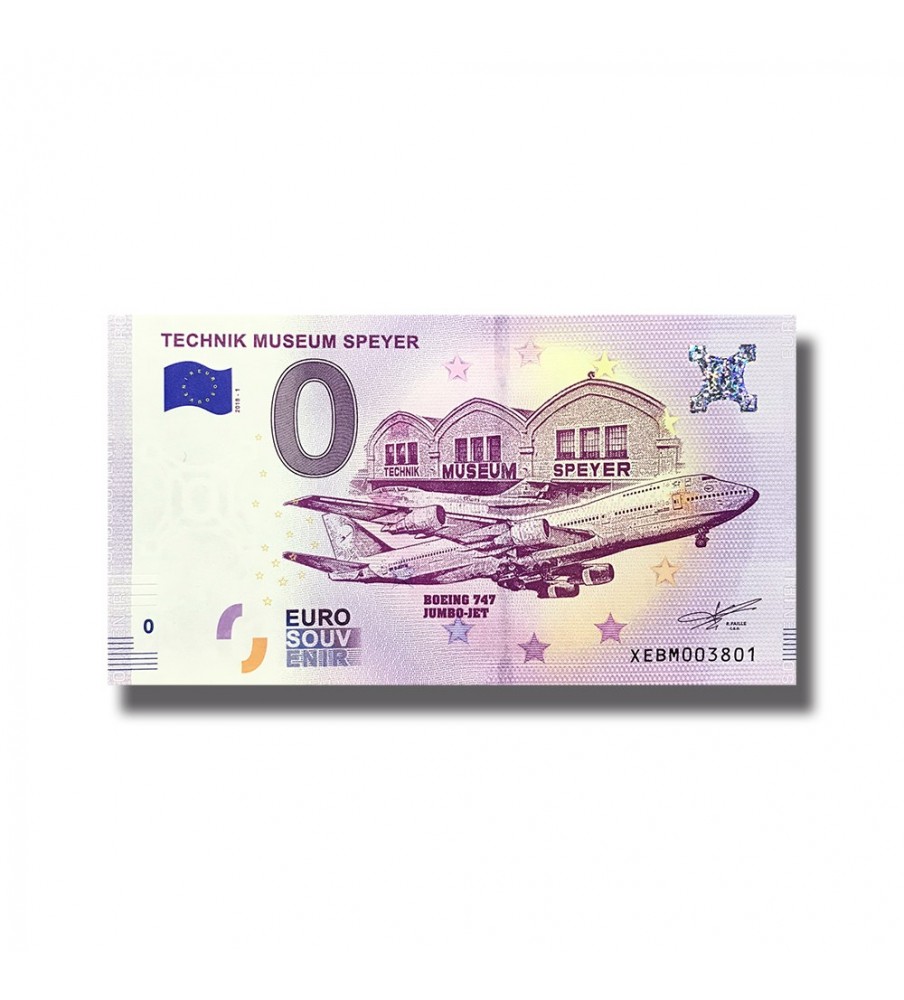0 Euro Souvenir Banknote Technik Museum Speyer Boeing 747 Germany XEBM 2018-1