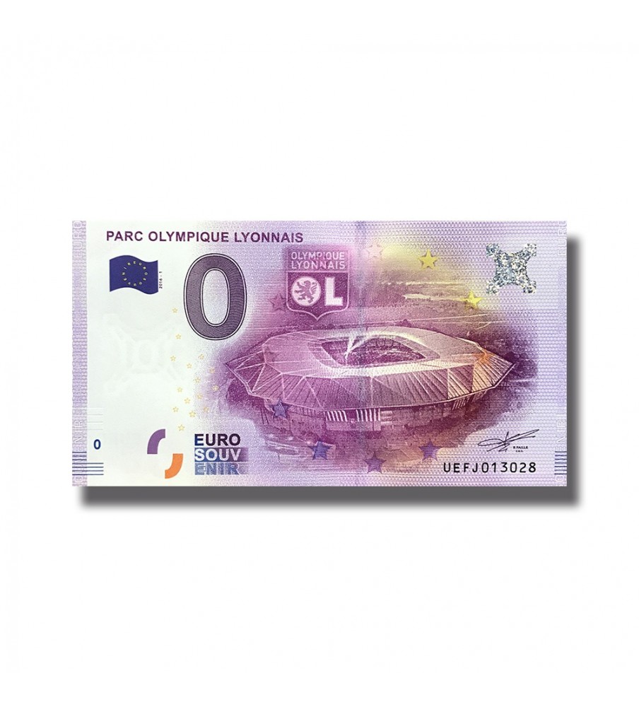 0 Euro Souvenir Banknote Parc Olympique Lyionnais France UEFJ 2016-1