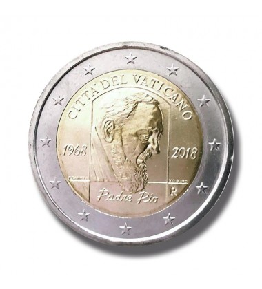 2018 VATICAN 50TH ANNIVERSARY DEATH OF PADRE PIO 2 EURO COMMEMORATIVE COIN