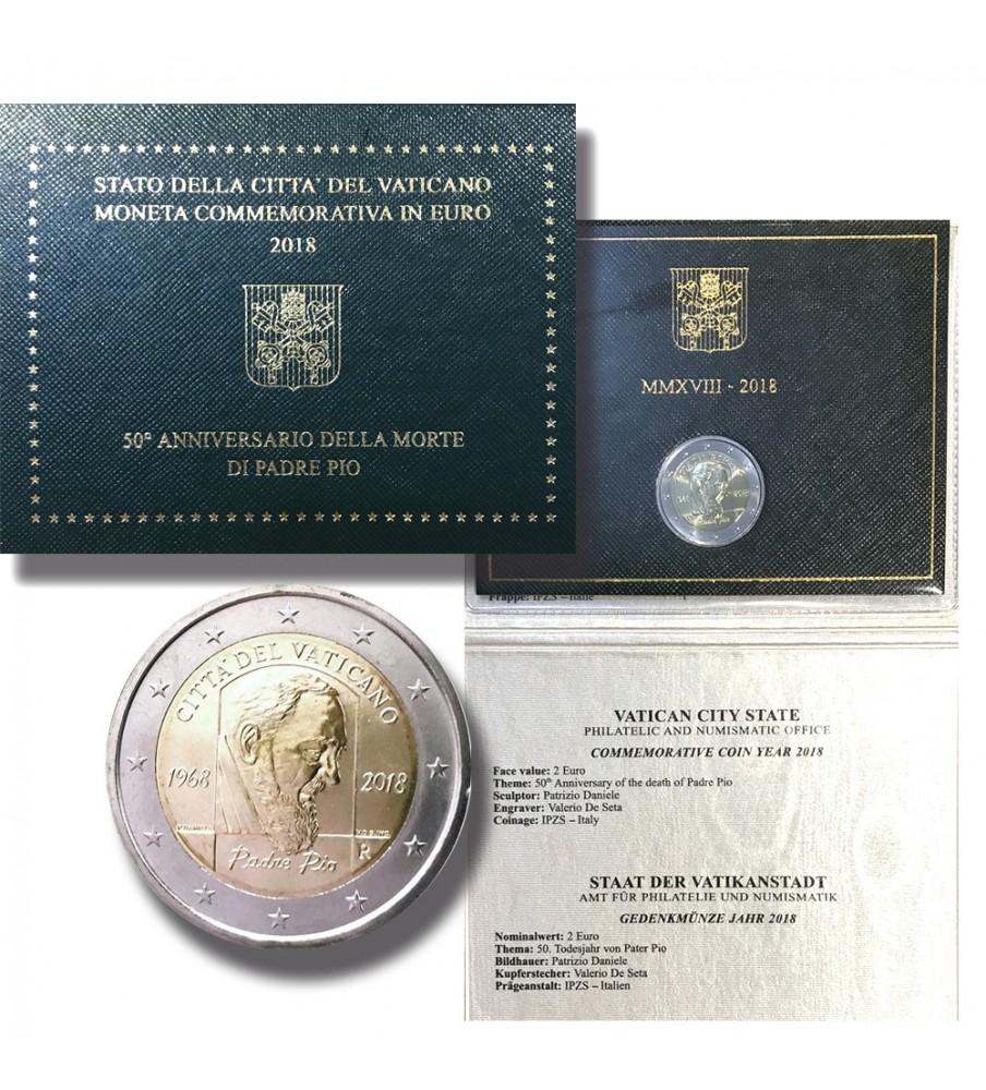 2018 Vatican 50th Anniversary Death of Padre Pio 2 Euro Coin