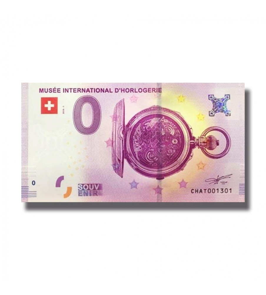 0 EURO SOUVENIR BANKNOTE MUSEE INTERNATIONALD`HORLOGERIE 2018 SWITZERLAND 005329