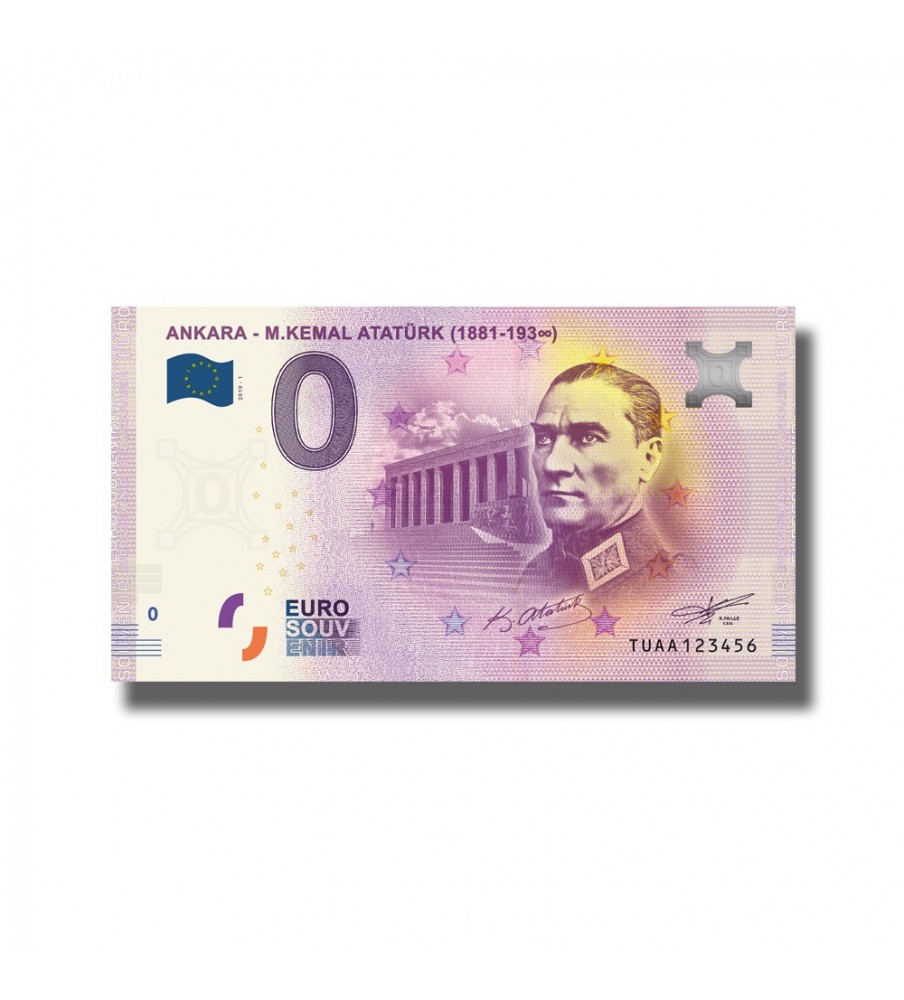 0 Euro Souvenir Banknote Turkey Ankara M. Kamal Ataturk TUAA 2019-1