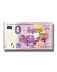 0 Euro Souvenir Banknote Malta Vintage Transport Malta Buses FEAF