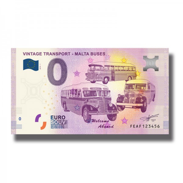0 Euro Souvenir Banknote Malta Vintage Transport Malta Buses FEAF
