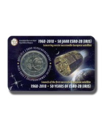 2018 BELGIUM ESRO 2B SATELLITE 2 EURO COMMEMORATIVE COIN CARD
