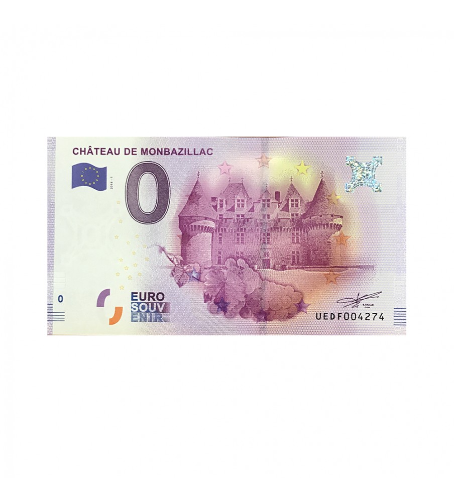 0 Euro Souvenir Banknote Chateau De Monbazillac France UEDF 2016-1