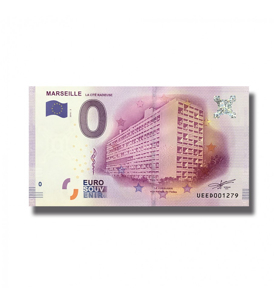 0 EURO SOUVENIR BANKNOTE MARSEILLE FRANCE 2016-2 UEED