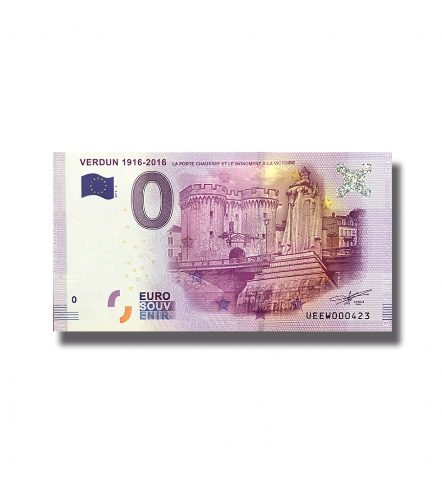 0 EURO SOUVENIR BANKNOTE VERDUN 1916-2016 FRANCE 2016-3 UEEW