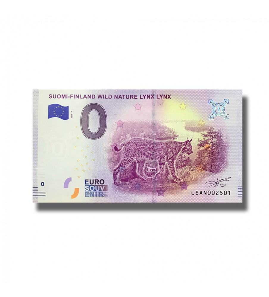 0 EURO SOUVENIR BANKNOTE SUOMI FINLAND WILD NATURE LYNX LYNX 2019-4 LEAN