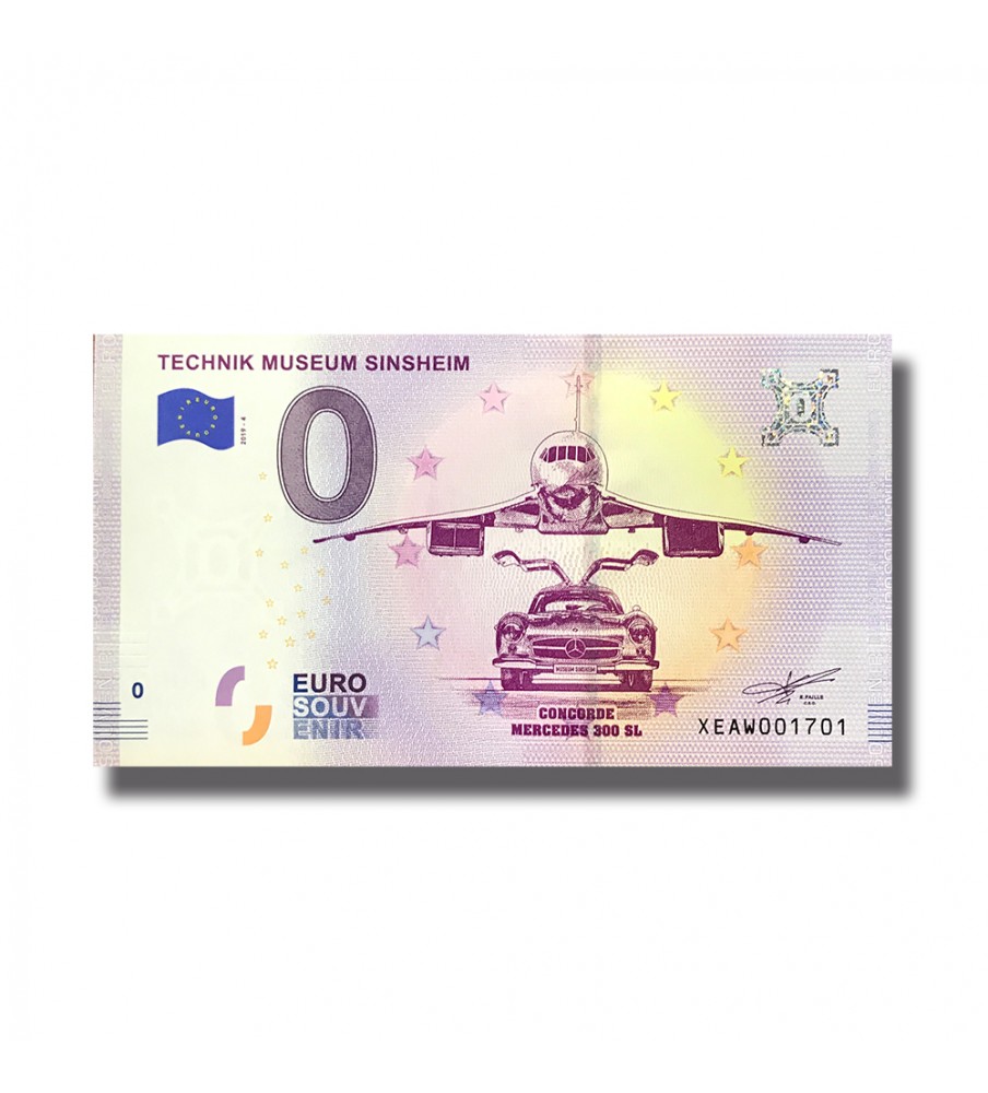0 EuroSouvenir Banknote Technik Museum Sinsheim Concorde Mercedes Germany 2019-4 XEAW