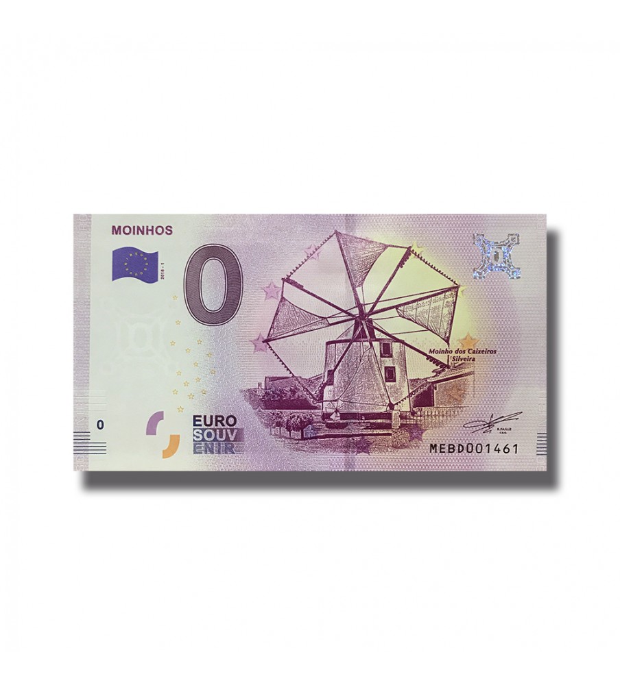 0 Euro Souvenir Banknote Moinhos Portugal MEBD 2018-1