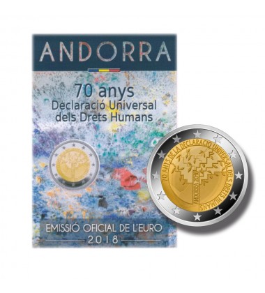 2018 Andorra 70 Years Declaration of Human Rights 2 Euro Coin