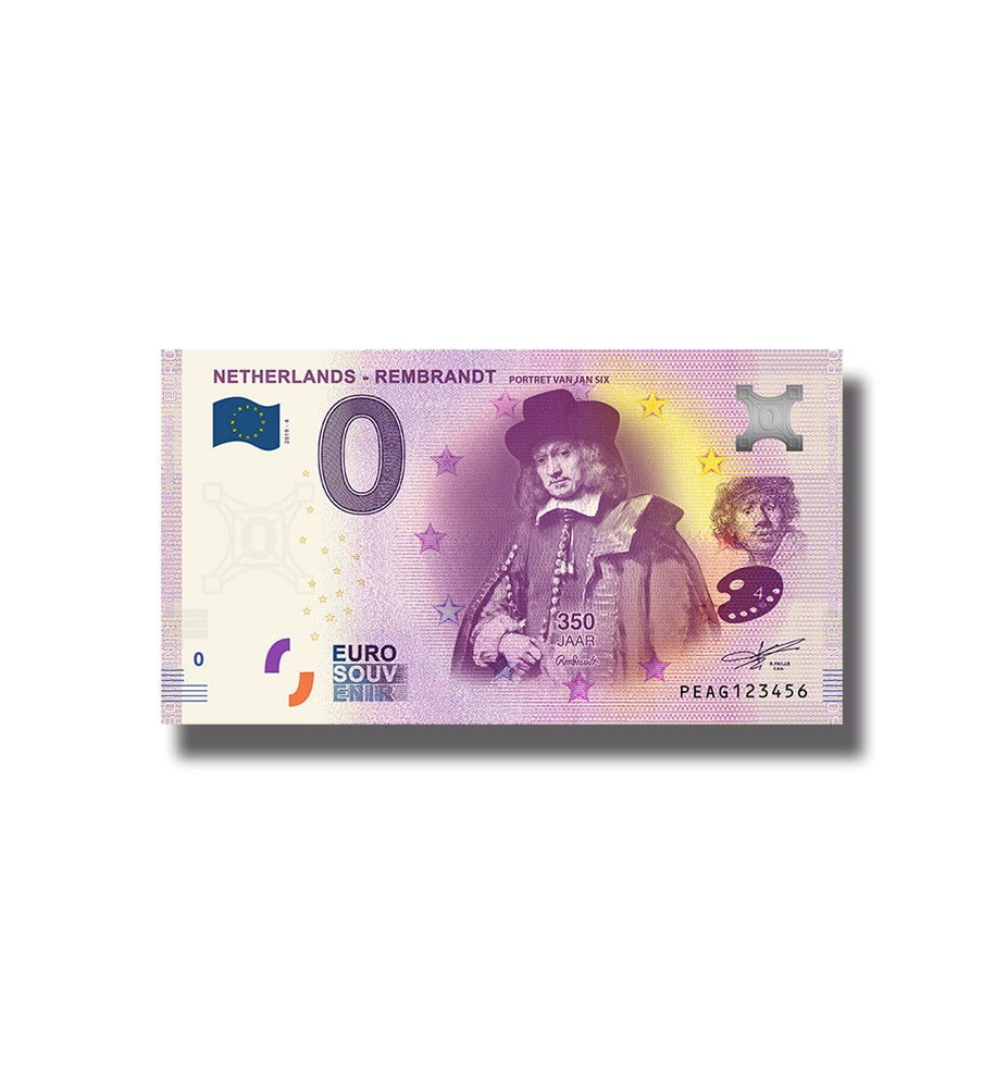0 EURO SOUVENIR BANKNOTE NETHERLANDS REMBRANDT PORTRET VAN JAN SIX PEAG 2019-4