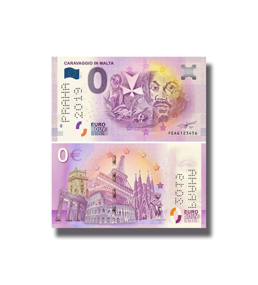 0 Euro Souvenir Banknote Caravaggio In Malta PRAHA Version Malta FEAG 2019-1