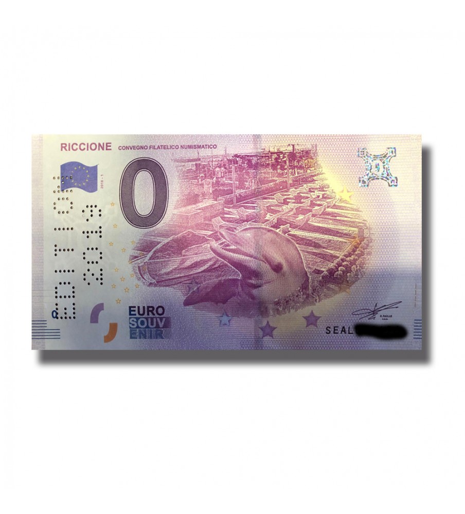 0 Euro Souvenir Banknote Riccione Perforated Edizione Italy SEAL 2019