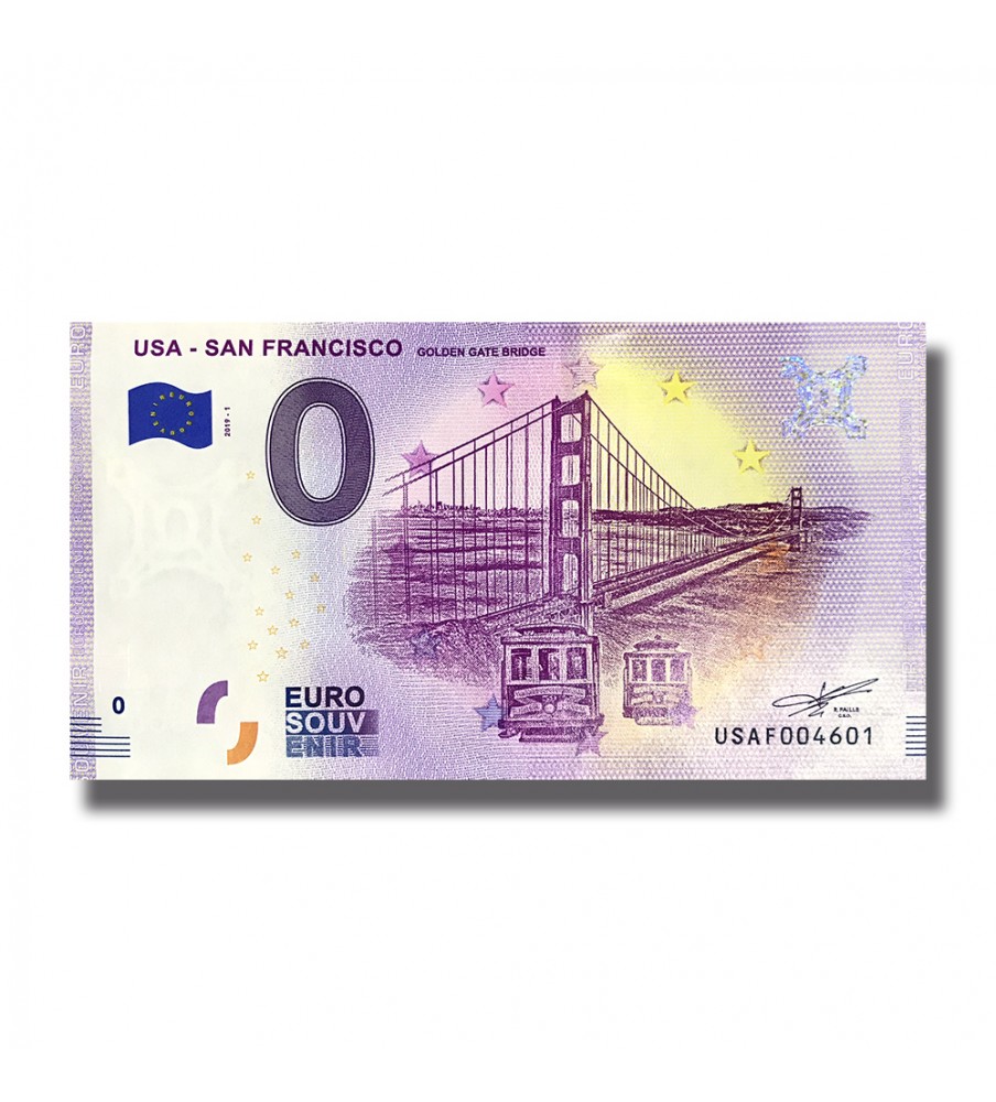 0 Euro Souvenir Baknote San Francisco Golden Gate Bridge USA USAF 2019-1