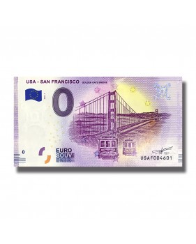 0 Euro Banknote Souvenir USA San Francisco Golden Gate Bridge USAF 2019-1