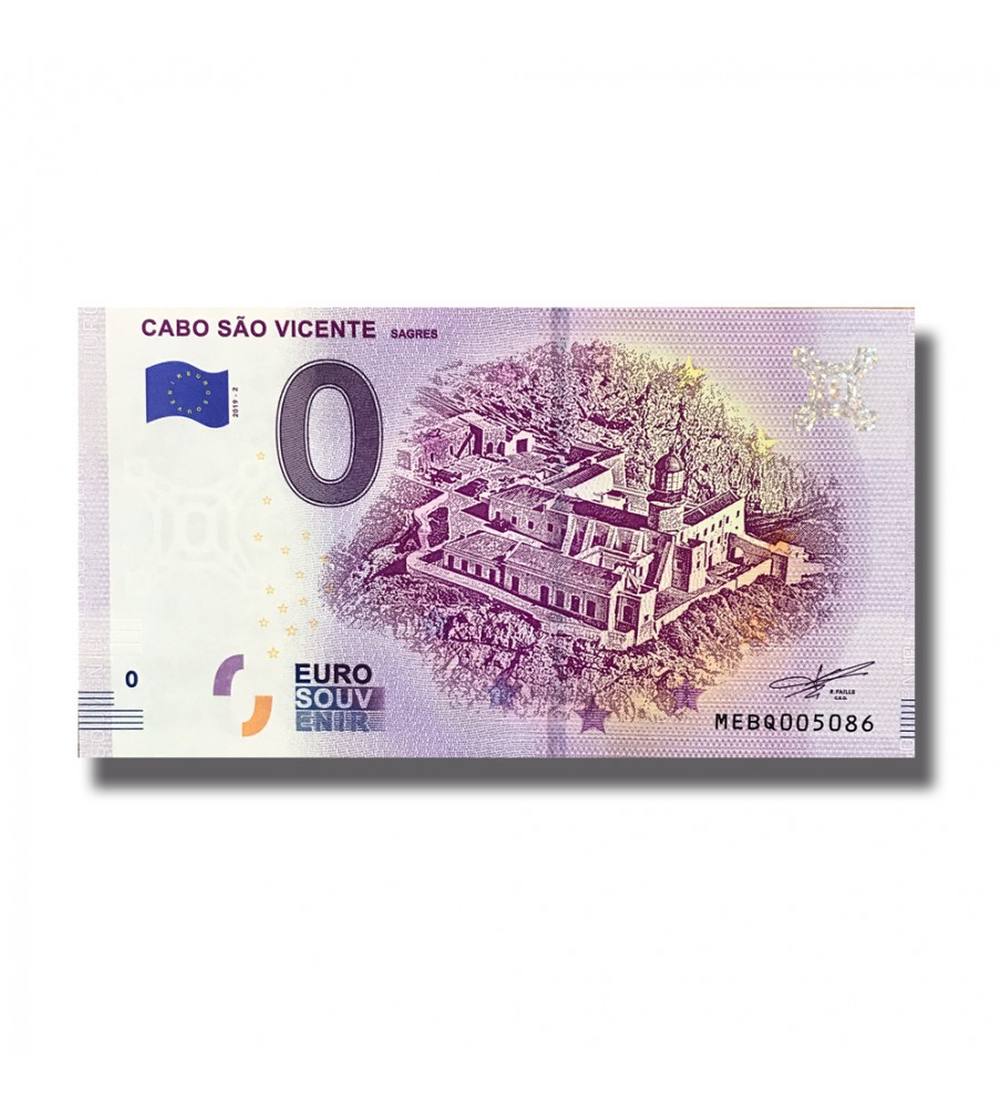 0 Euro Souvenir Banknote Cabo Sao Vicente Sagres Portugal MEBQ 2019-2