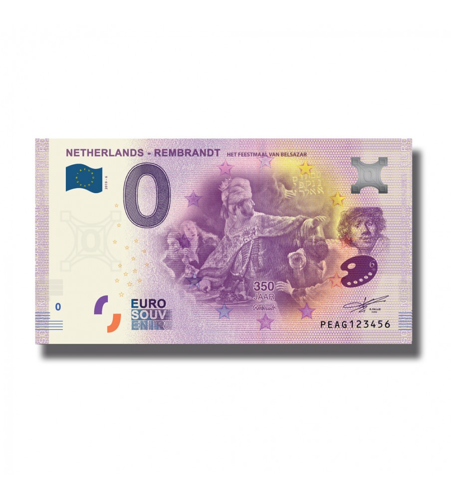 0 Euro Souvenir Banknote Rembrandt Het Feestmal Van Belsazar Netherlands PEAG 2019-6